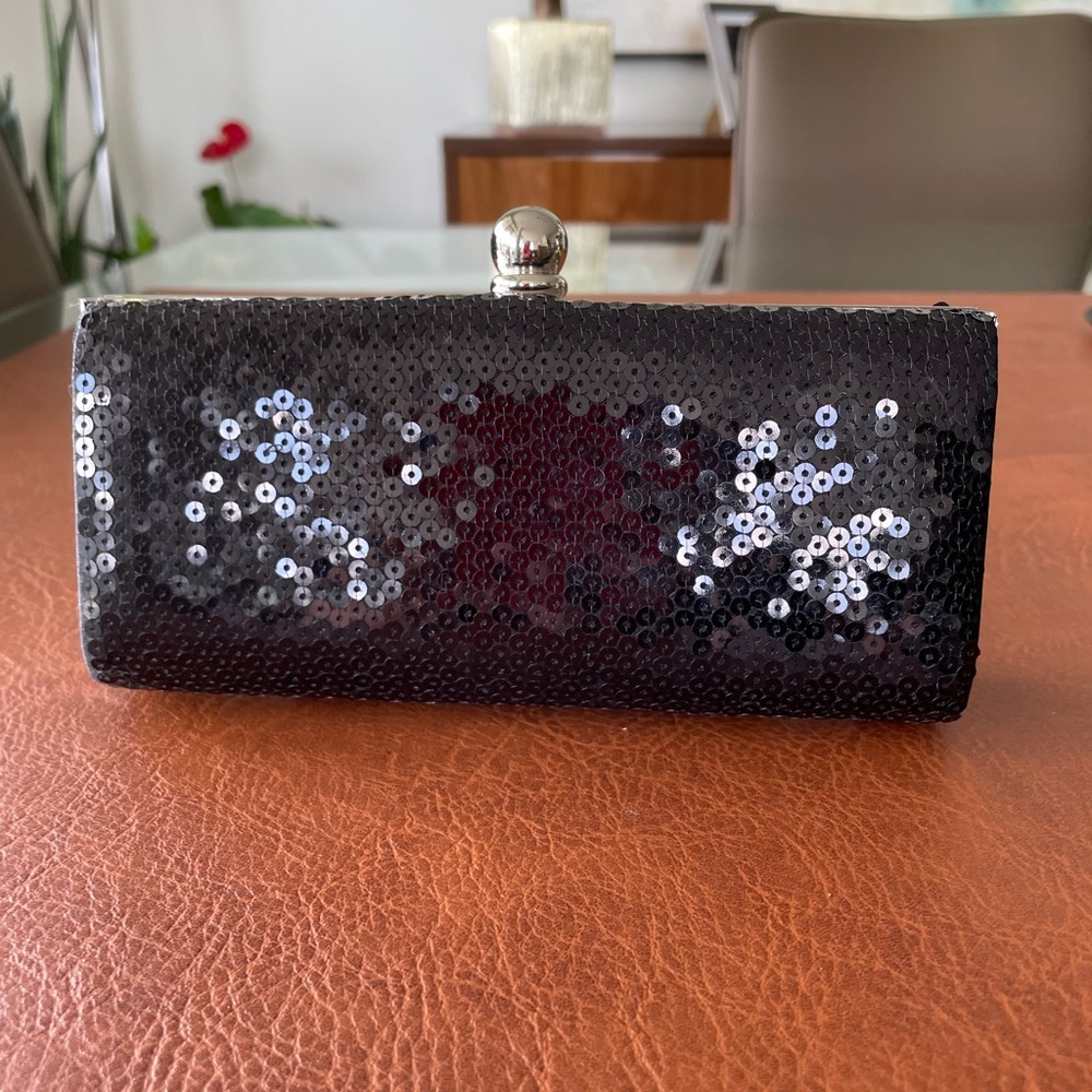 Sequin black evening clutch
